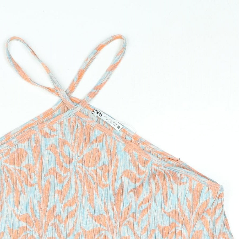 Zara Womens Multicoloured Geometric Polyester Camisole Blouse Size L V-Neck