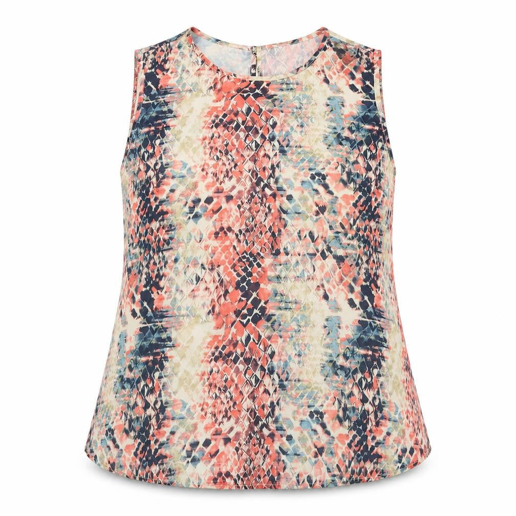 Avon Womens Multicoloured Geometric Polyester Camisole Blouse Size 18 Round Neck - Size 18-20