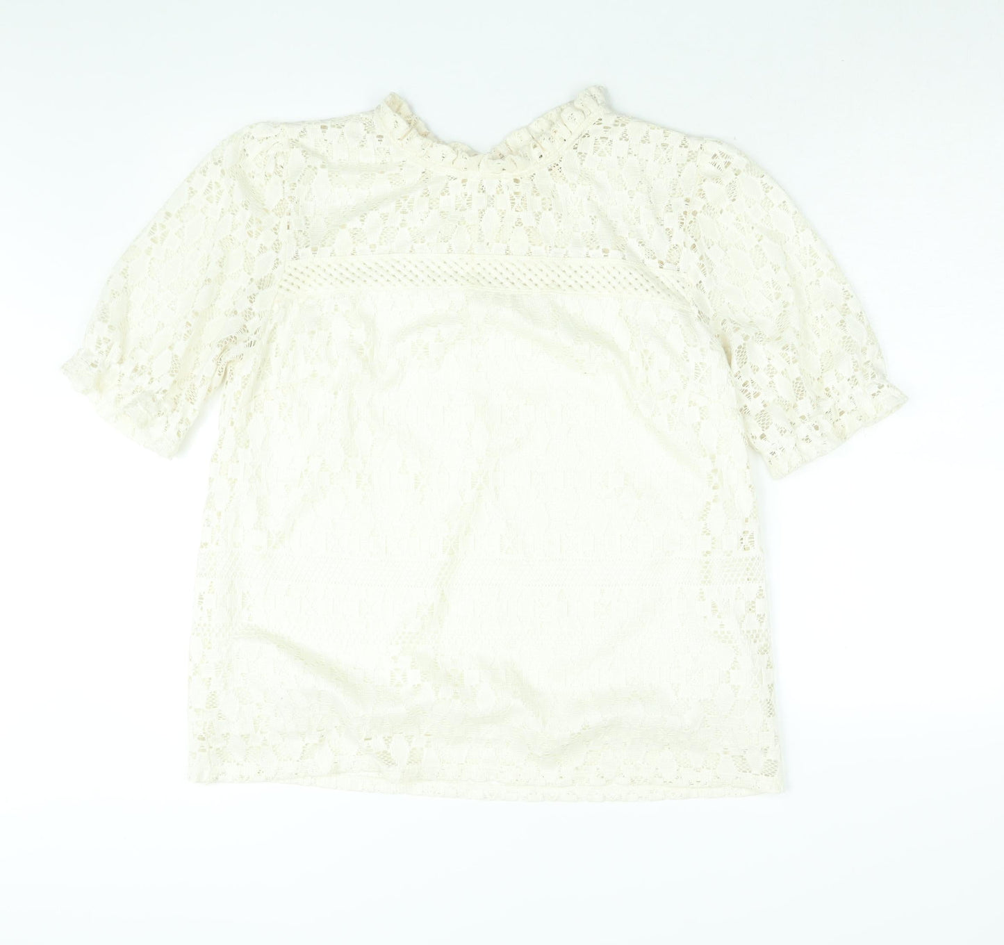 Faith & Joy Womens Ivory Polyester Basic Blouse Size XL Mock Neck