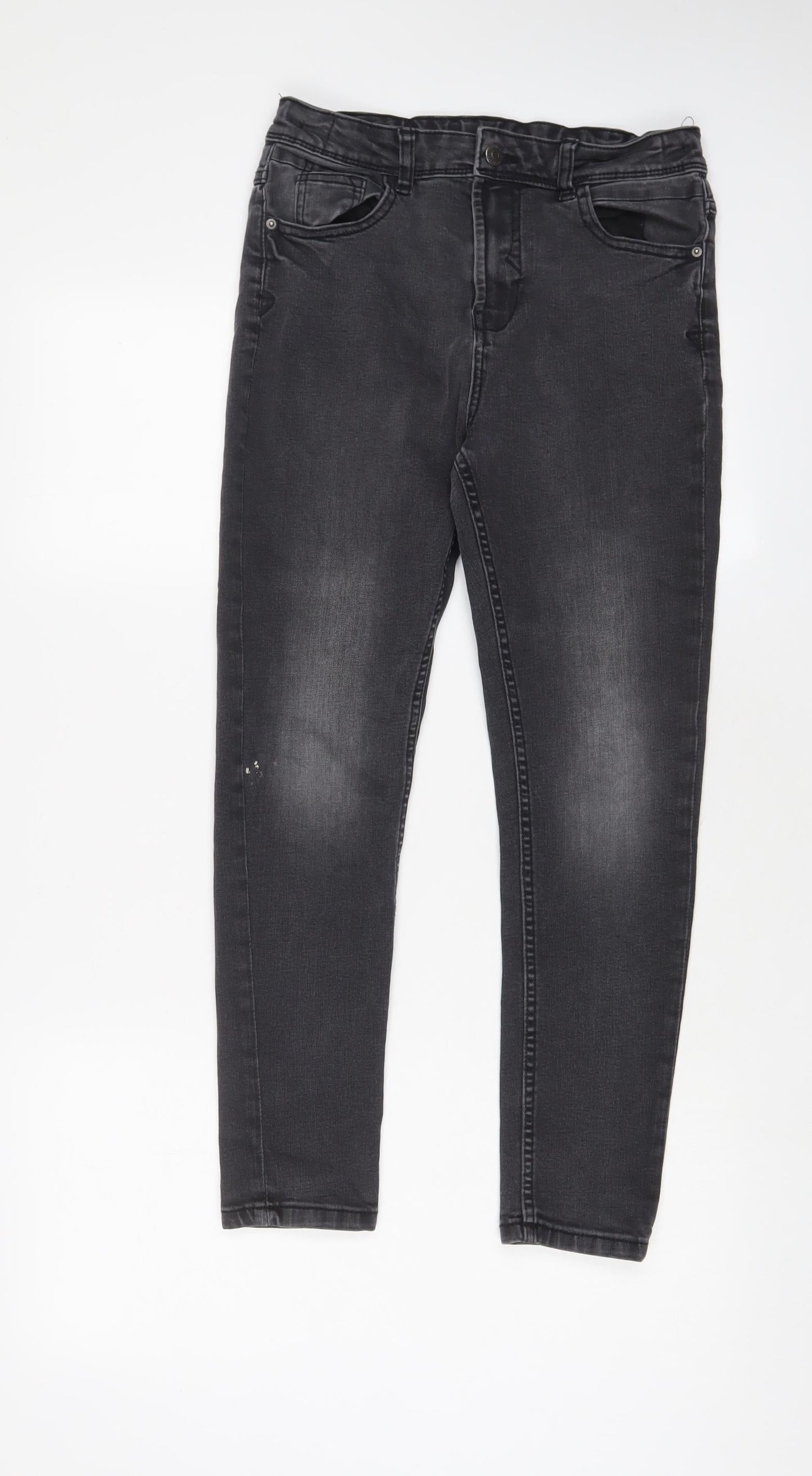 George Boys Grey Cotton Skinny Jeans Size 11-12 Years Regular Zip
