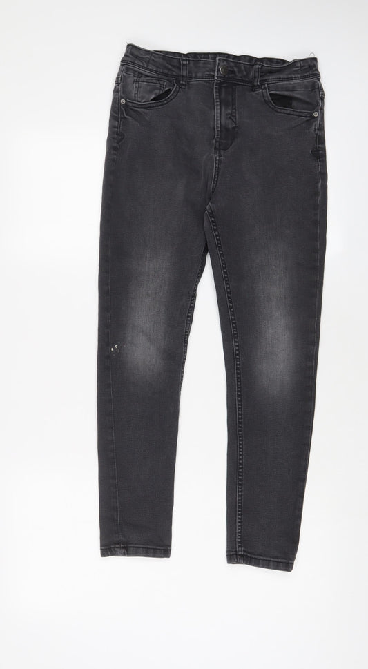 George Boys Grey Cotton Skinny Jeans Size 11-12 Years Regular Zip