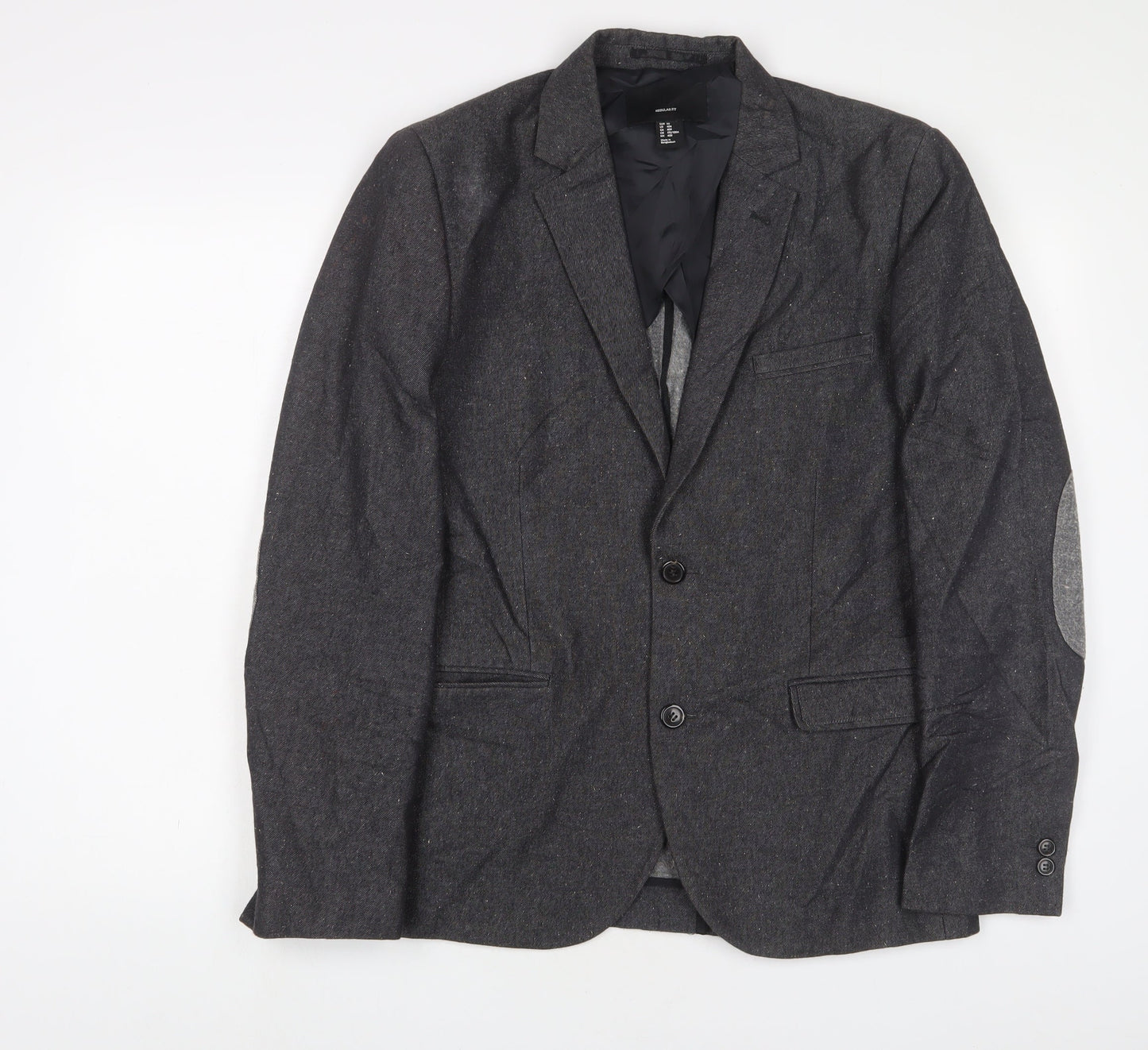 H&M Mens Grey Polyester Jacket Suit Jacket Size 40 Regular