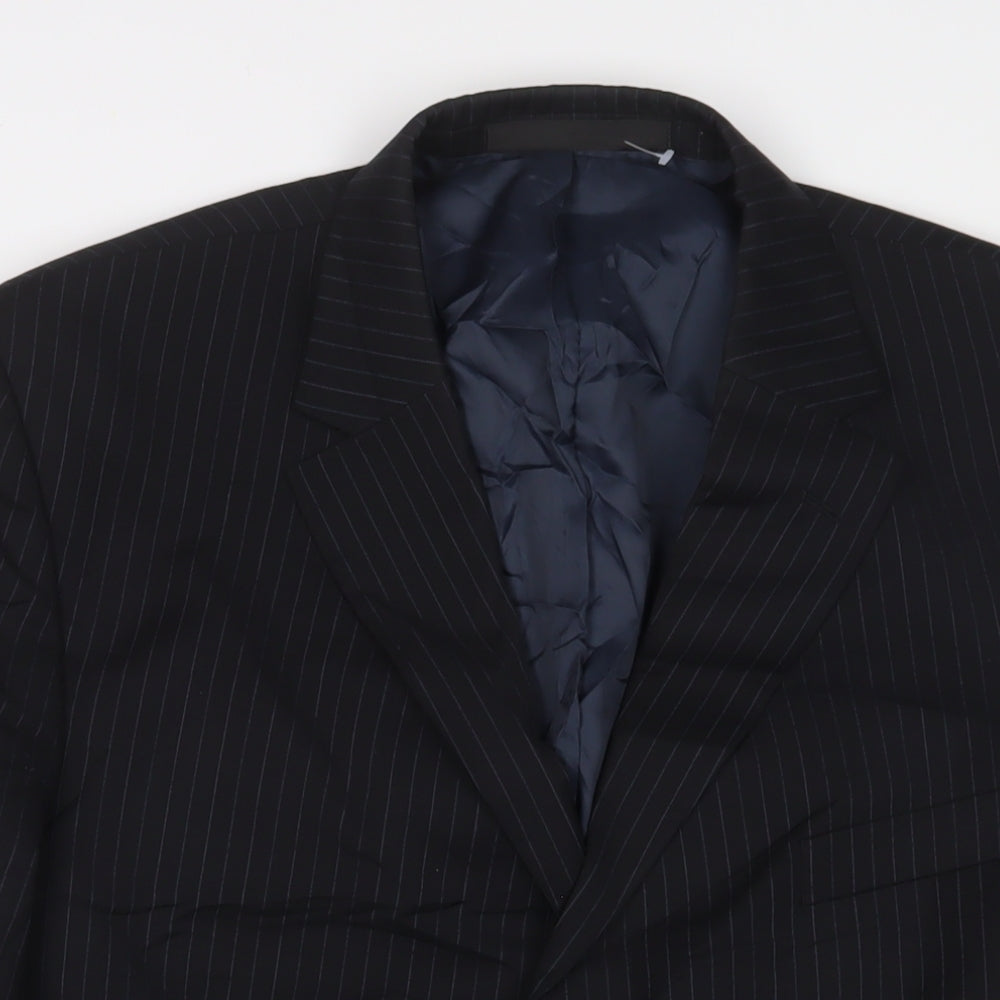 Marks and Spencer Mens Black Striped Polyester Jacket Suit Jacket Size 40 Regular