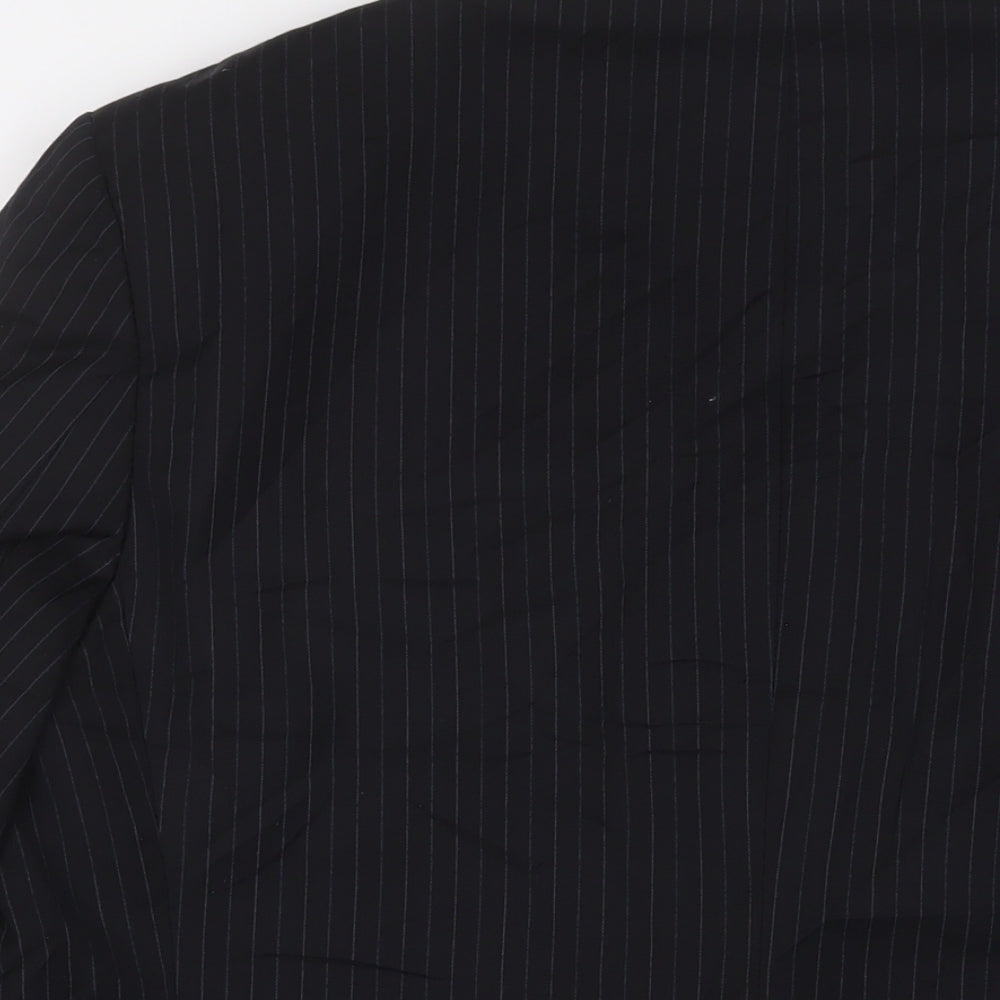 Marks and Spencer Mens Black Striped Polyester Jacket Suit Jacket Size 40 Regular
