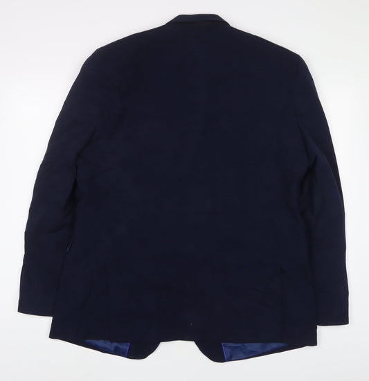 OneSixFive Mens Blue Polyester Jacket Suit Jacket Size 46 Regular