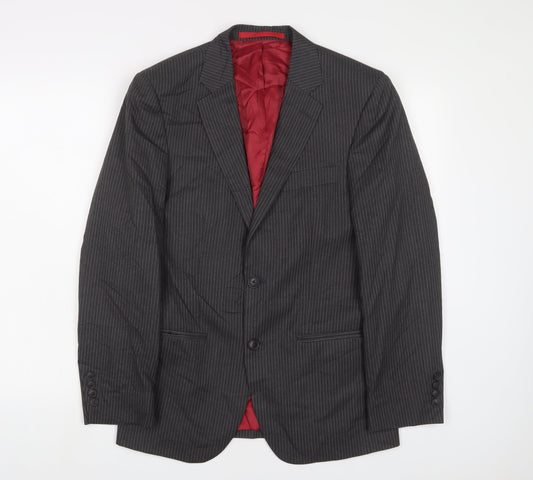 Marks and Spencer Mens Grey Striped Wool Jacket Suit Jacket Size 36 Regular
