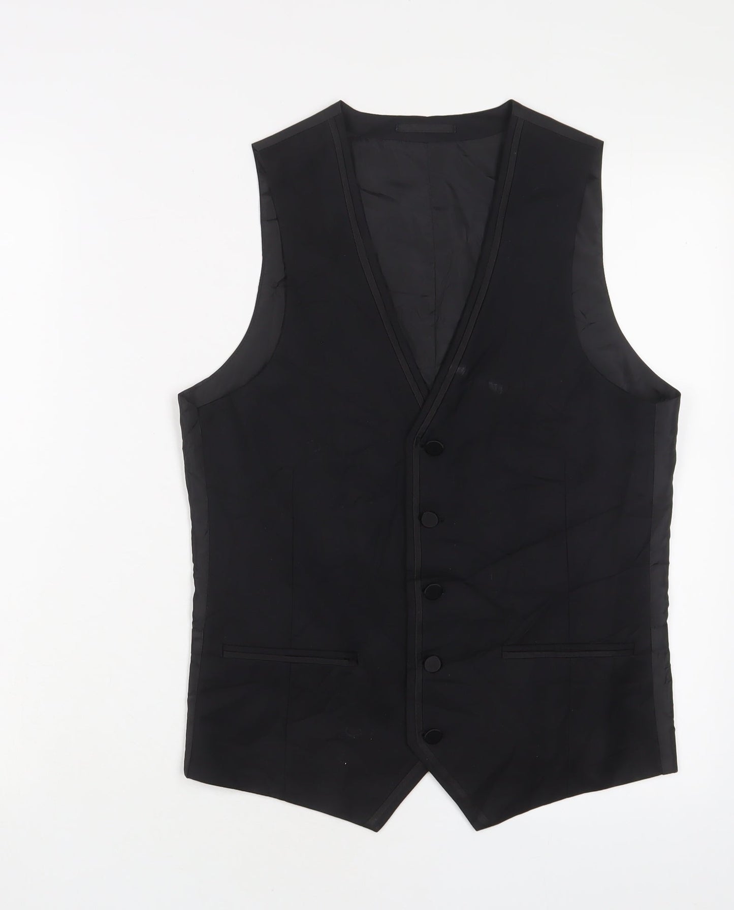 Harry Brown Mens Black Polyester Jacket Suit Waistcoat Size 36 Regular