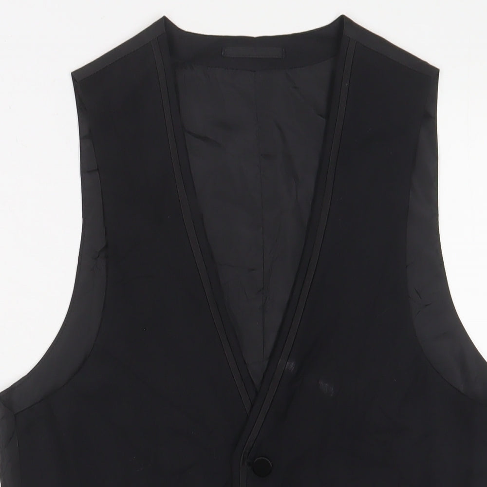 Harry Brown Mens Black Polyester Jacket Suit Waistcoat Size 36 Regular