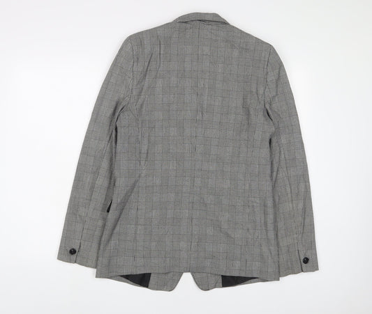 NEXT Womens Grey Plaid Jacket Blazer Size 12 Button