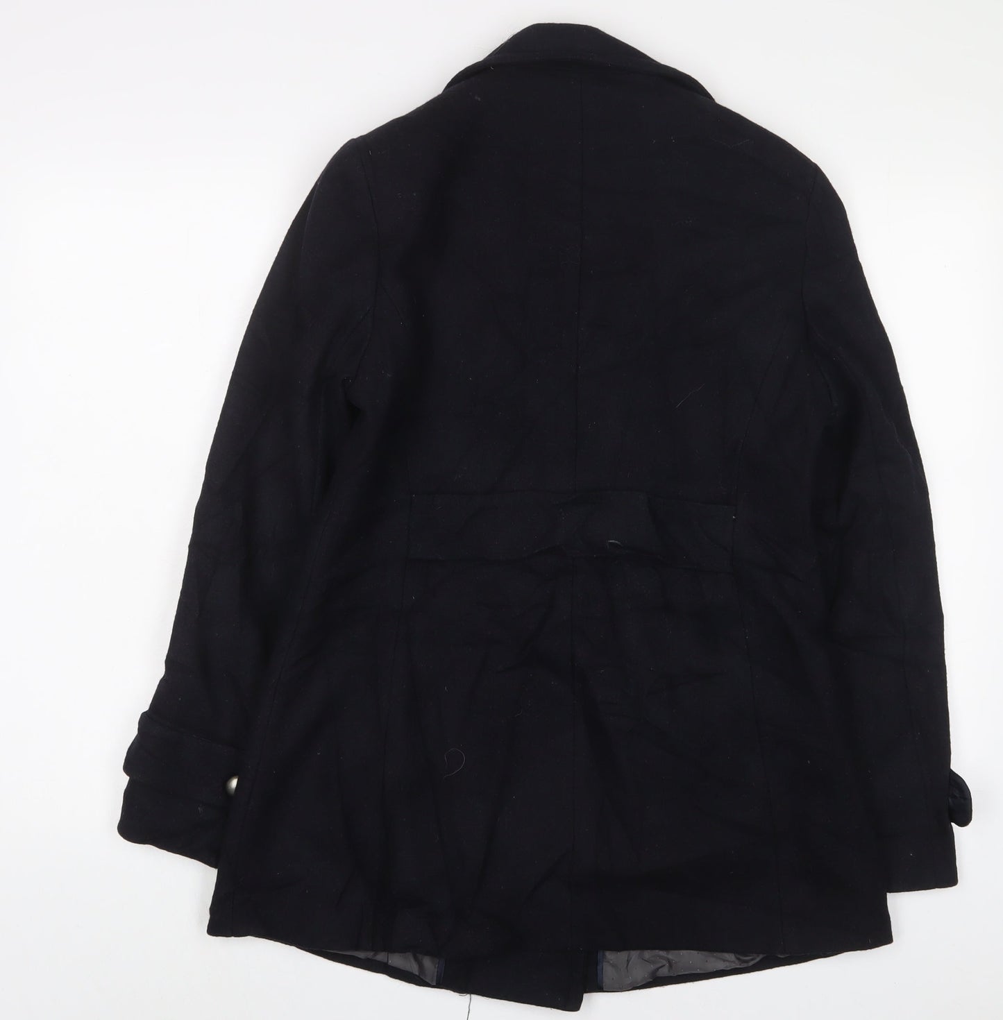 NEXT Womens Black Overcoat Coat Size 12 Button