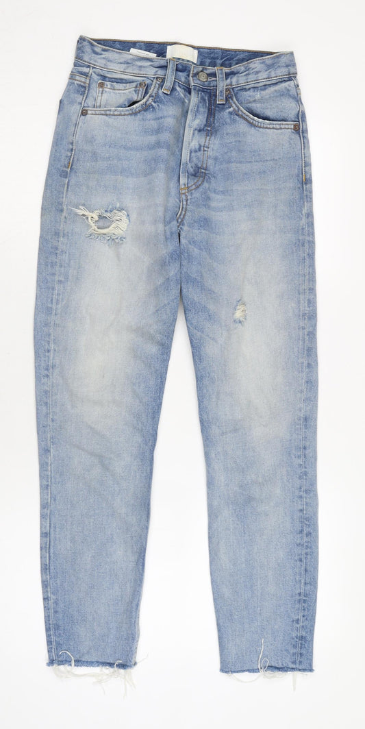 boyish Womens Blue Cotton Tapered Jeans Size 8 L25.5 in Regular Button