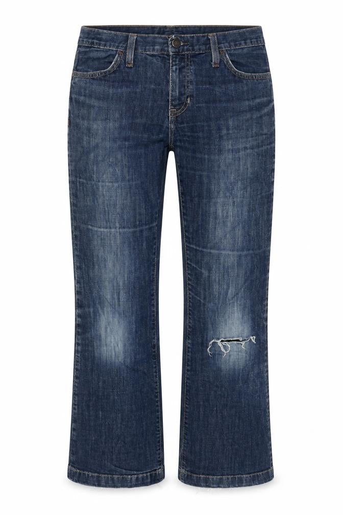 Gap Womens Blue Cotton Blend Cropped Jeans Size 30 in L28 in Regular Zip - Distressed