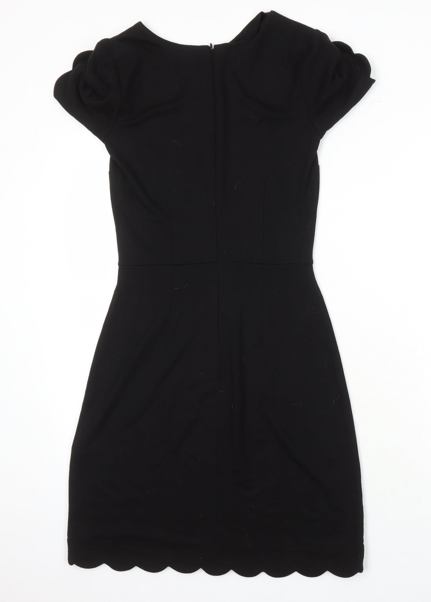 Warehouse Womens Black Trivinyl A-Line Size 6 Round Neck Zip