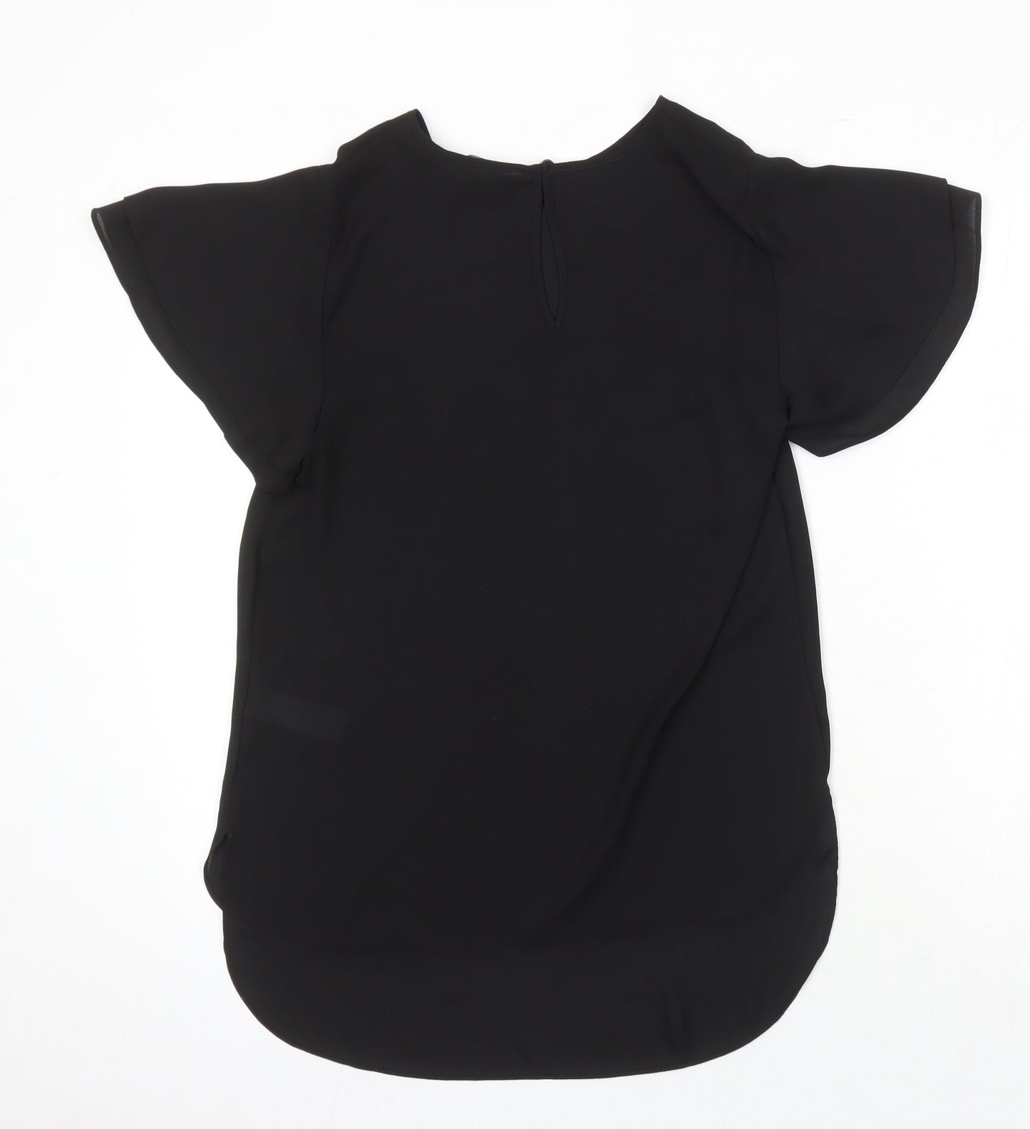 New Look Womens Black Polyester Tunic Blouse Size 8 Round Neck