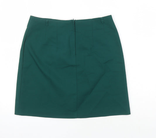 H&M Womens Gold Herringbone Polyester Mini Skirt Size 40 Zip