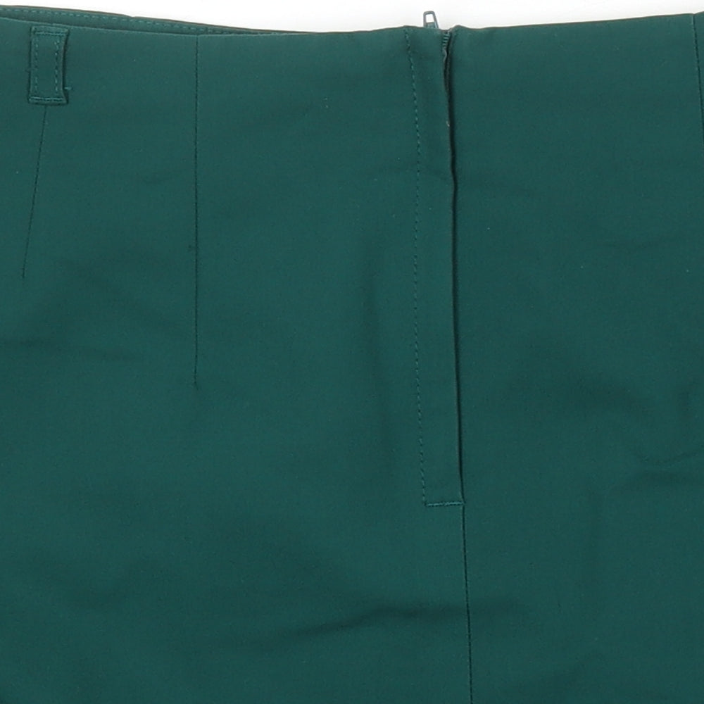 H&M Womens Gold Herringbone Polyester Mini Skirt Size 40 Zip