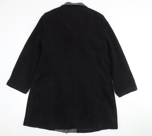 Autonomy Womens Black Overcoat Coat Size 12 Button