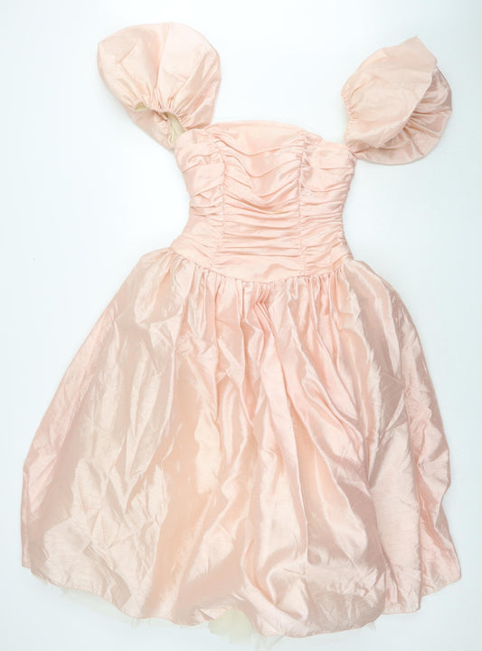 Ronald Joyce Womens Pink Polyester Ball Gown Size 12 Square Neck Zip