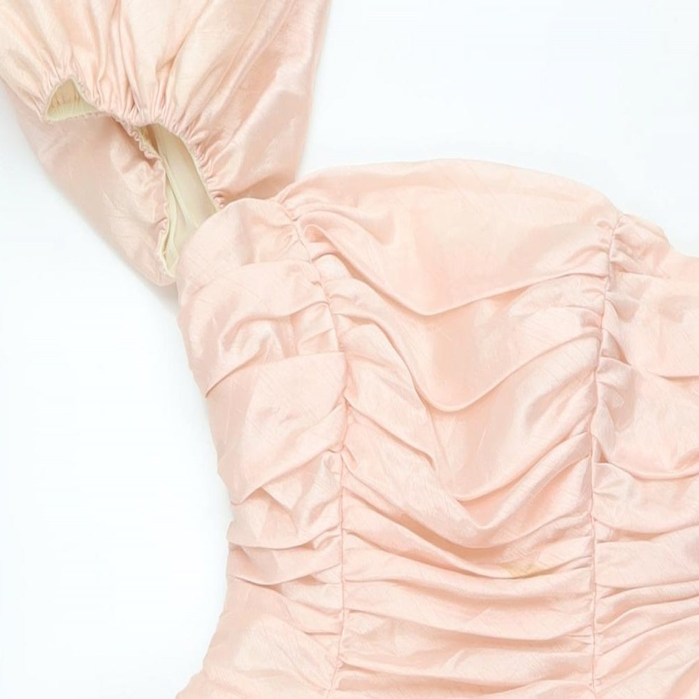 Ronald Joyce Womens Pink Polyester Ball Gown Size 12 Square Neck Zip