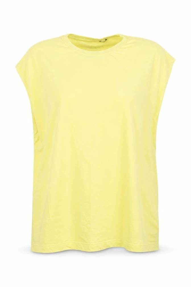 Womens UK Size M French Connection Yellow Cotton T-Shirt
