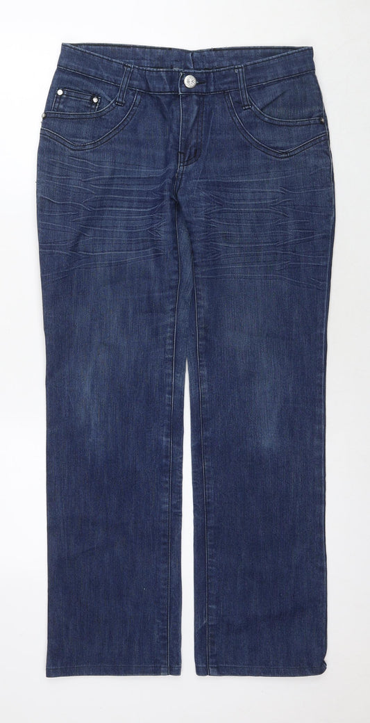Quizhen Womens Blue Polyester Blend Straight Jeans Size 30 L30 in Regular Zip