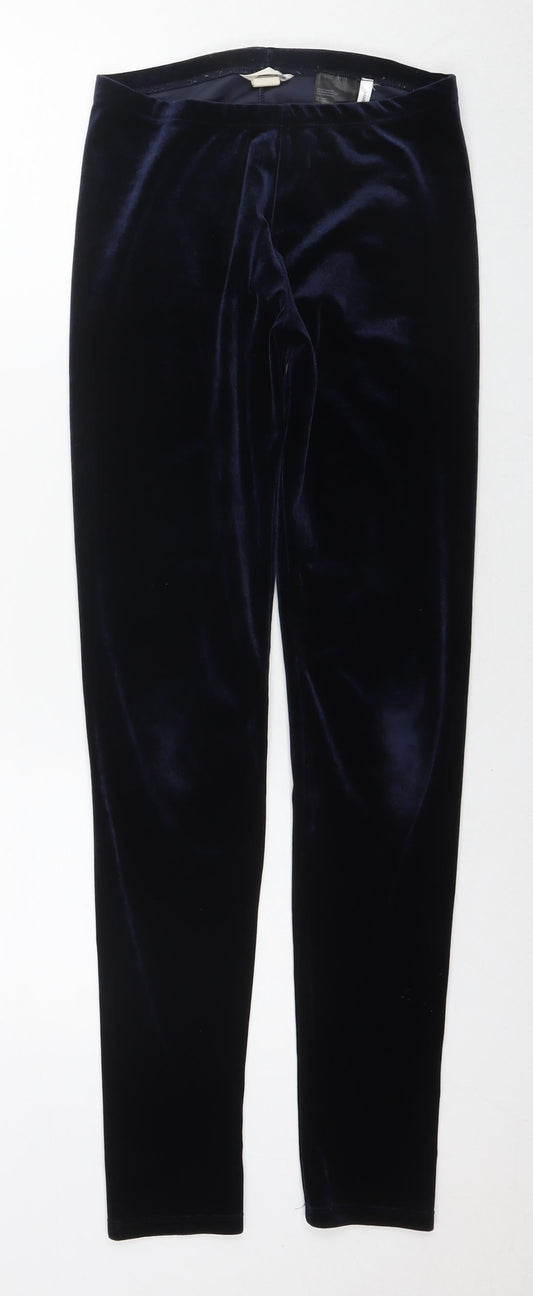 H&M Girls Blue Polyester Jegging Trousers Size 14-15 Years L30 in Regular Pullover
