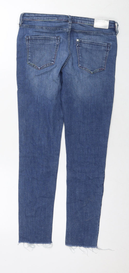 H&M Girls Blue Cotton Skinny Jeans Size 12-13 Years L25 in Regular Zip - Distressed