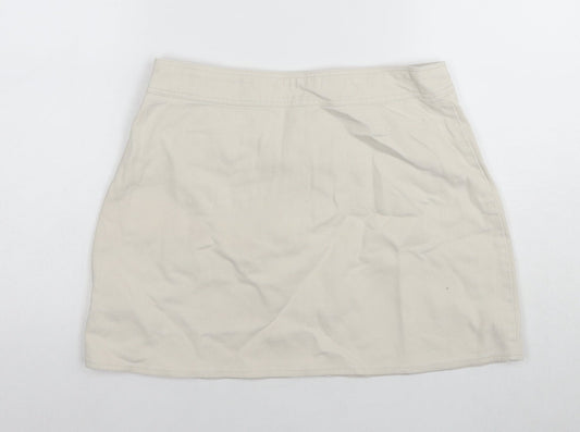Suzie Womens Beige Cotton A-Line Skirt Size 30 in Zip