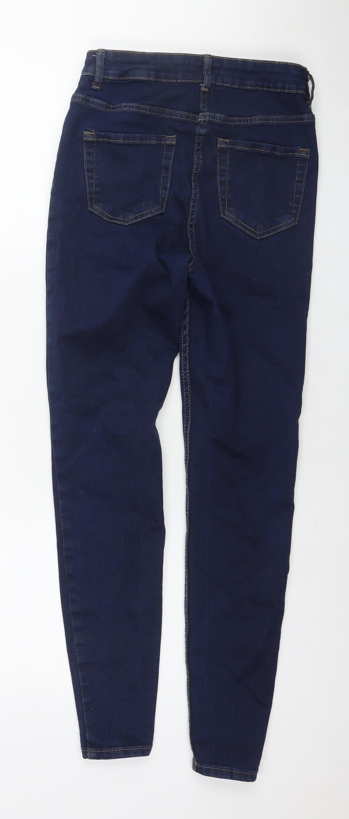 Papaya Womens Blue Cotton Skinny Jeans Size 8 L26 in Regular Zip