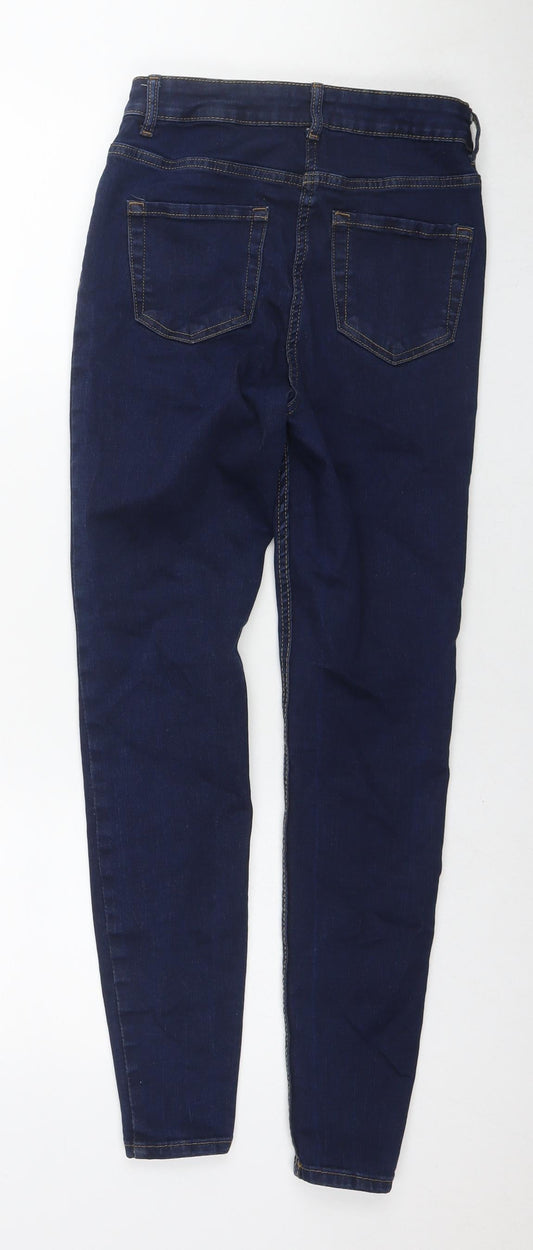 Papaya Womens Blue Cotton Skinny Jeans Size 8 L26 in Regular Zip