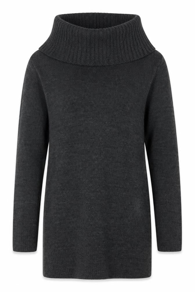 H&M Womens Grey Roll Neck Acrylic Tunic Jumper Size S