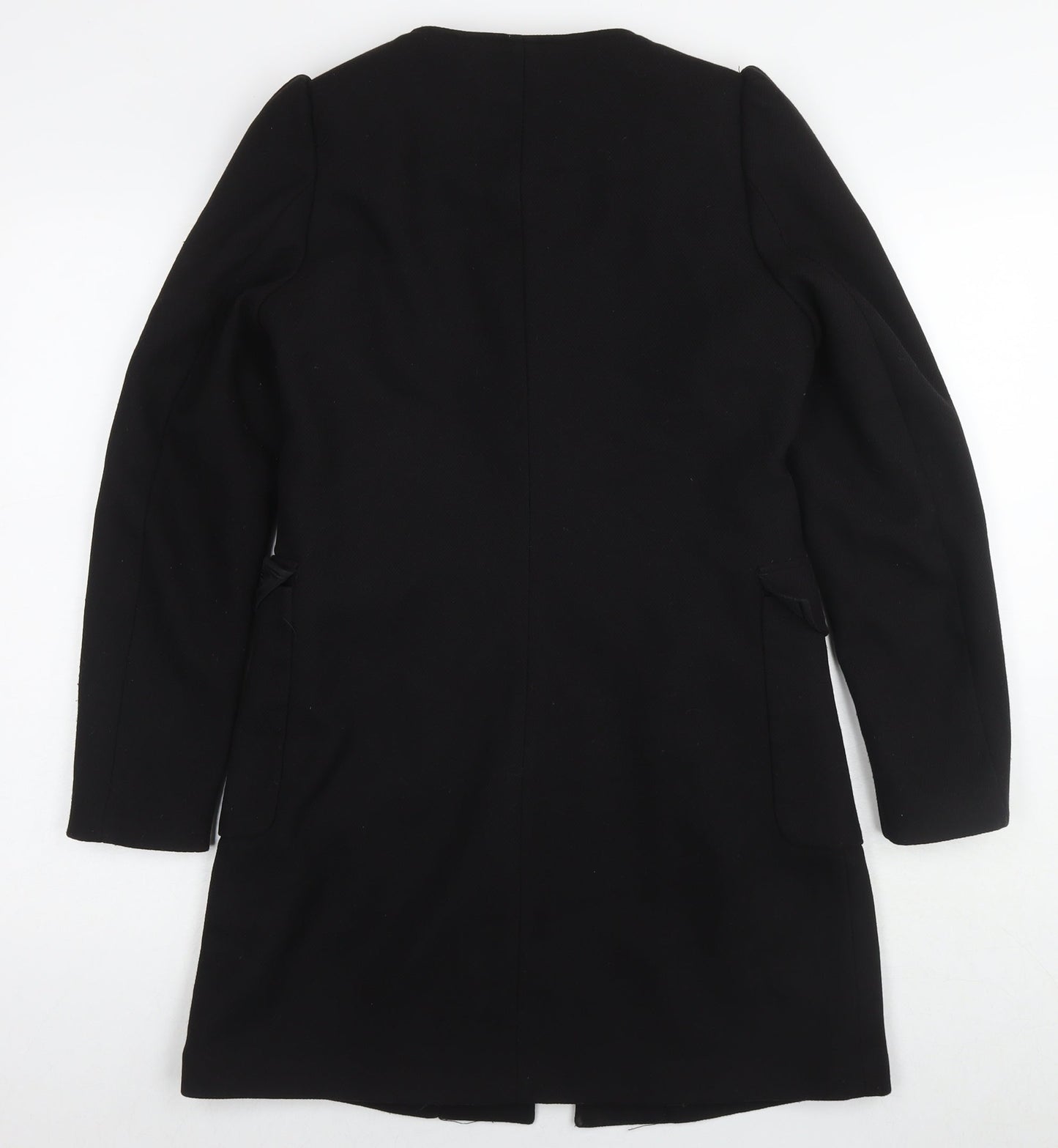 H&M Womens Black Overcoat Coat Size 10 Zip