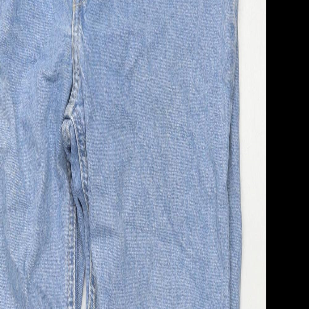 H&M Womens Blue Cotton Mom Jeans Size 8 L26 in Regular Zip
