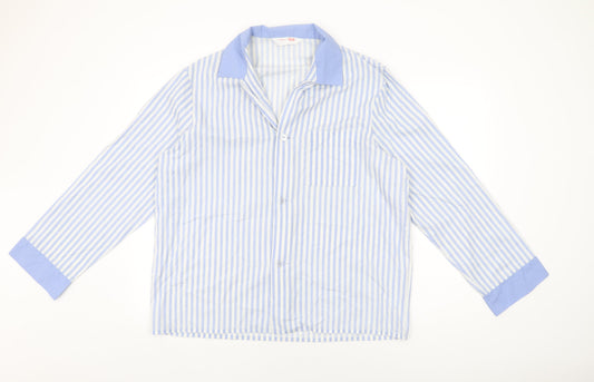 St Michael Womens White Striped Polyester Basic Button-Up Size L Collared