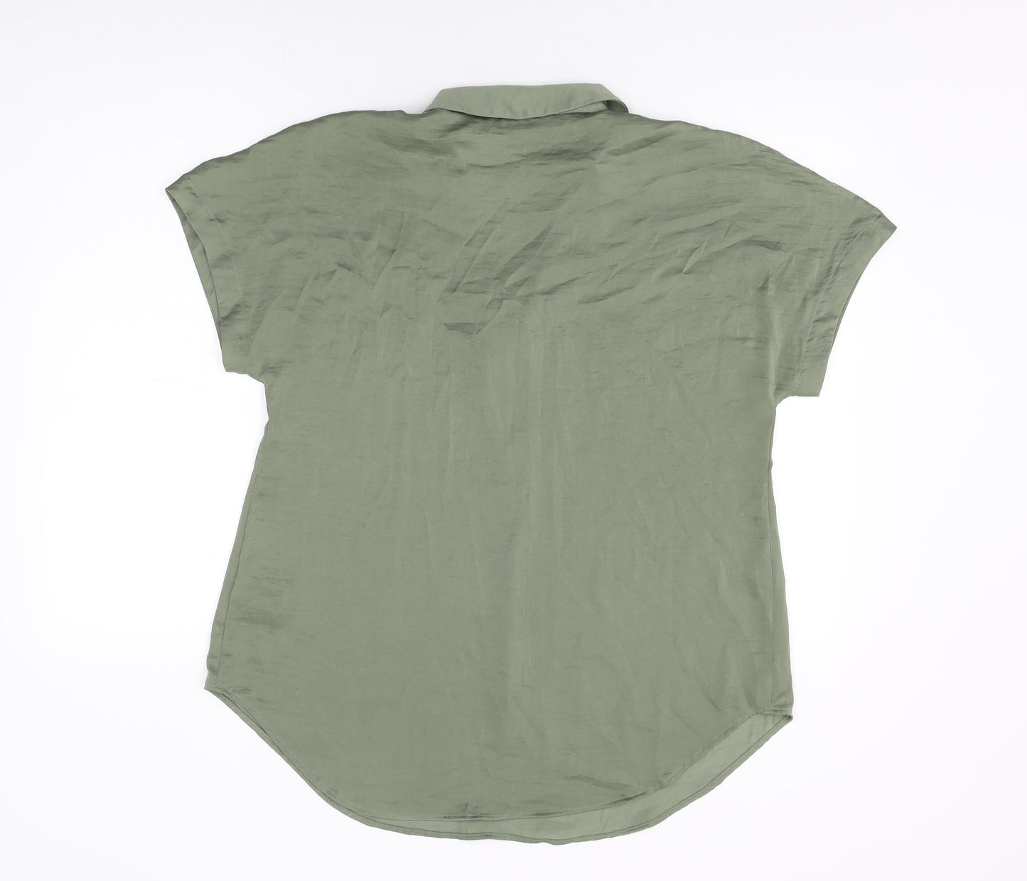 Marks and Spencer Womens Green Polyester Basic Blouse Size 12 Collared
