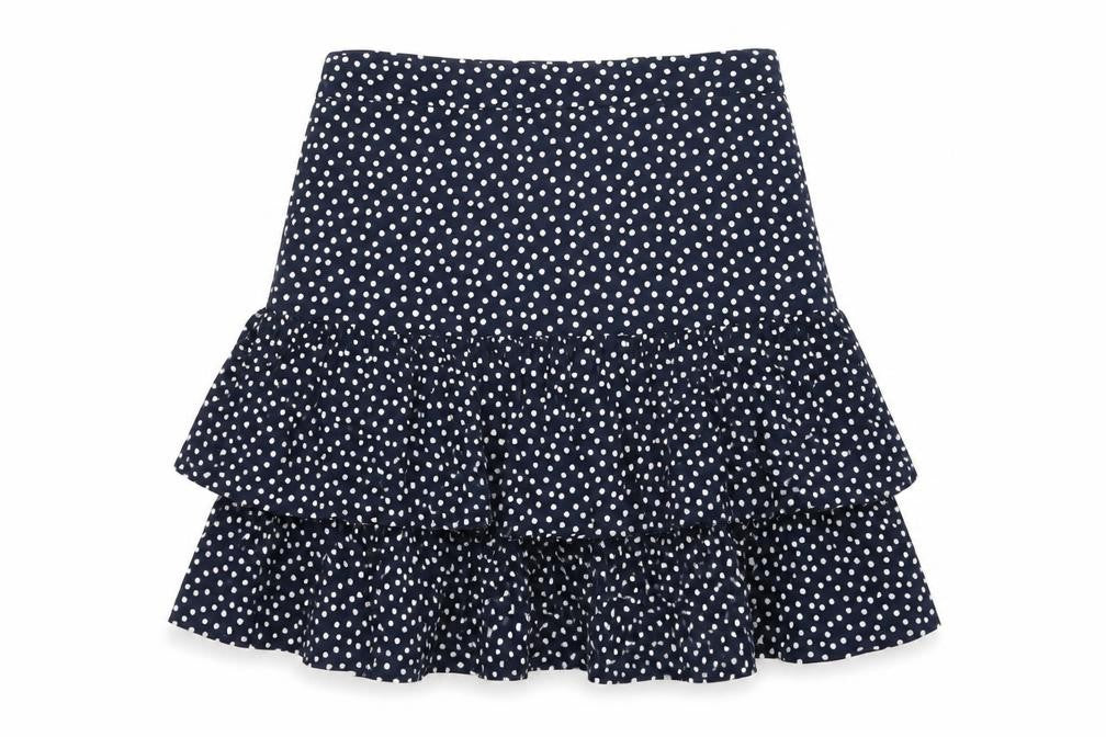 Marks & Spencer Womens Blue Polka Dot Viscose Mini Skirt Size 8 Zip