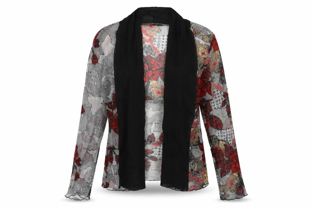 Verse Womens Grey Floral Polyamide Basic Blouse Size 10 V-Neck