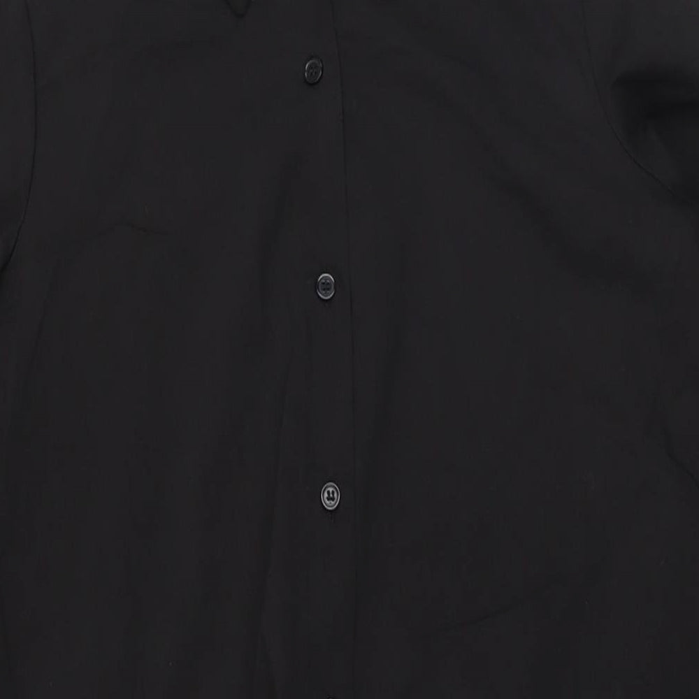 Nasty Gal Womens Black Polyester Basic Button-Up One Size Collared - High Low