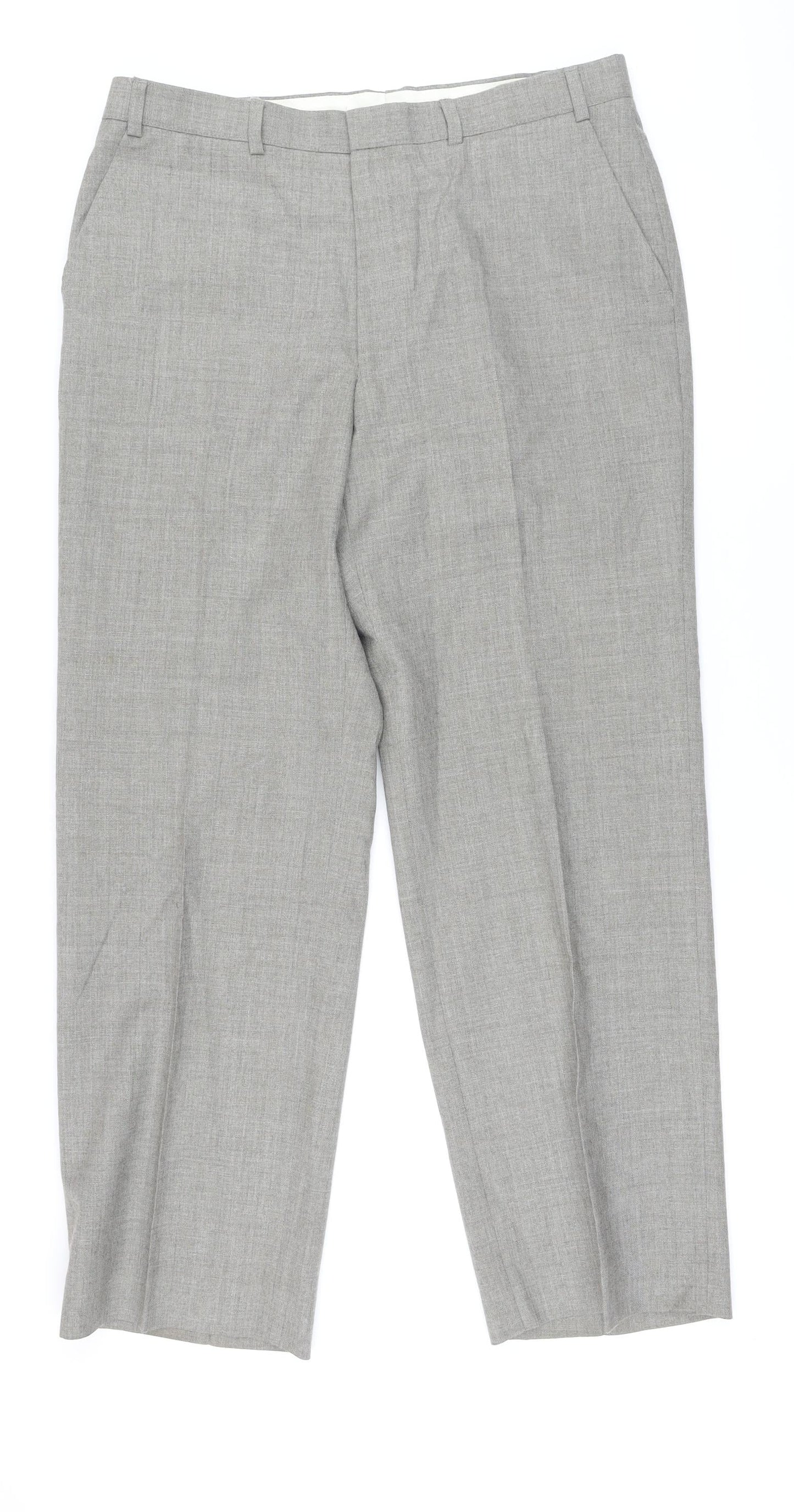 St Michael Mens Green Polyester Trousers Size 36 in L29 in Regular