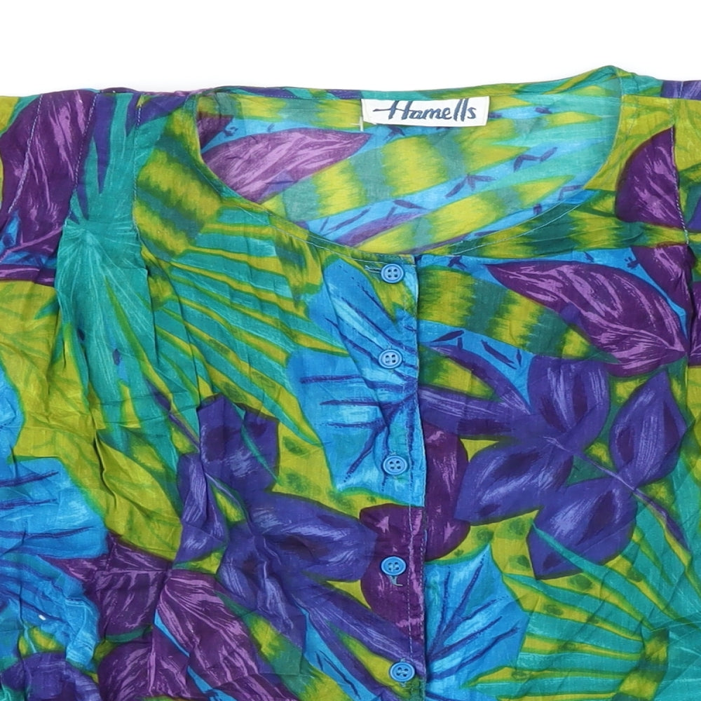Hamells Womens Multicoloured Cotton Basic Button-Up Size 10 Round Neck - Tie Up