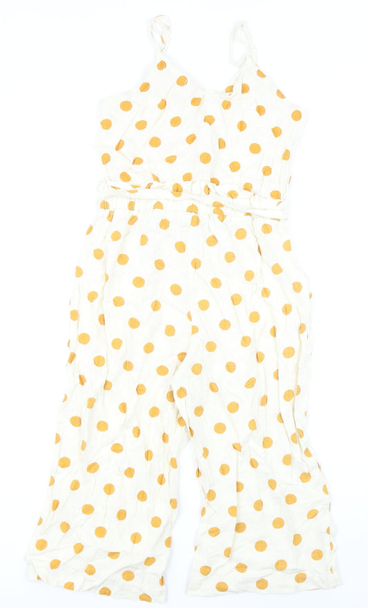 Monteau Womens Ivory Spotted Linen Playsuit One-Piece Size S L17 in