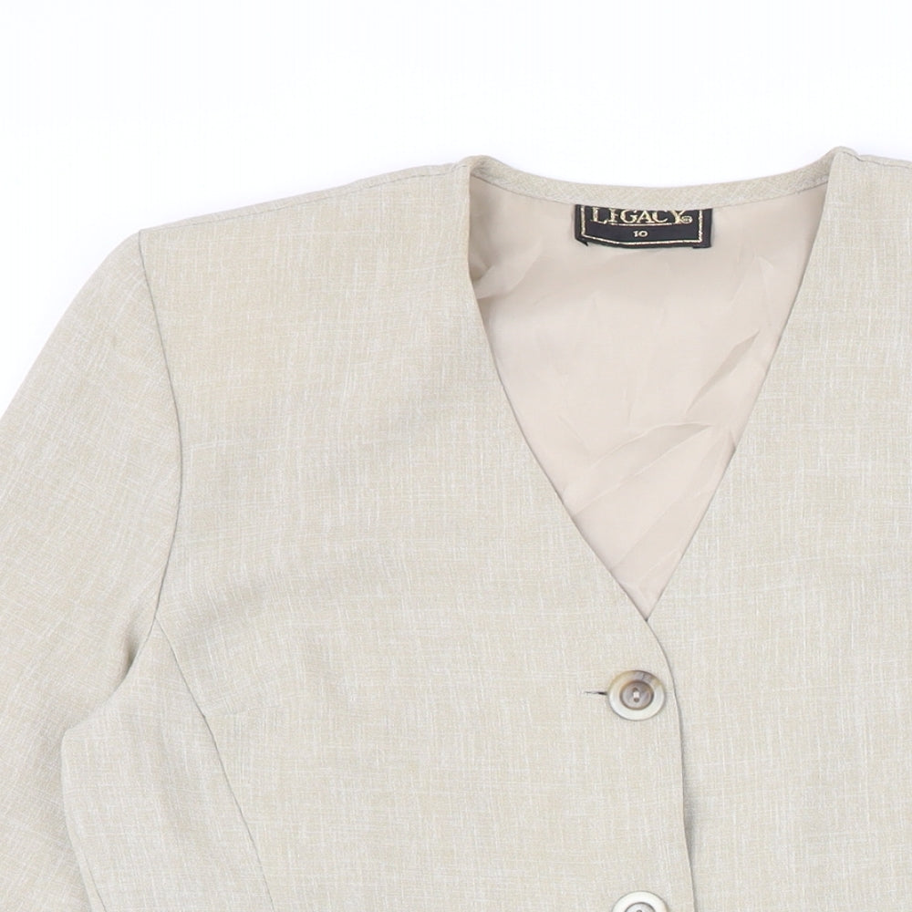 Legacy Womens Beige Jacket Size 10 Button