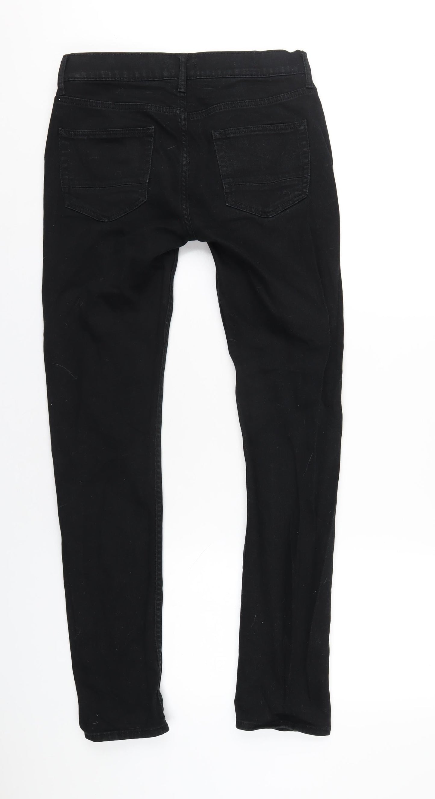 Topman Mens Black Cotton Skinny Jeans Size 30 in L31 in Regular Zip