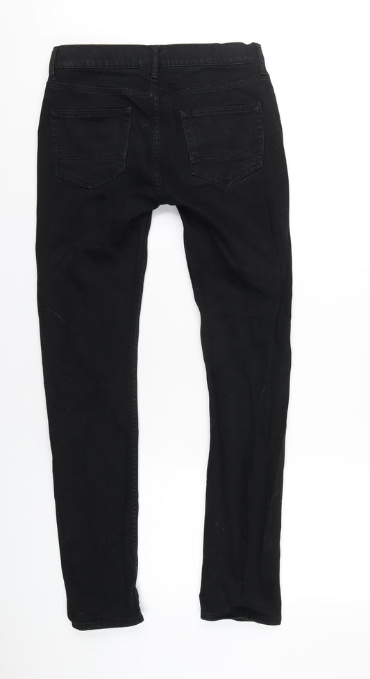 Topman Mens Black Cotton Skinny Jeans Size 30 in L31 in Regular Zip
