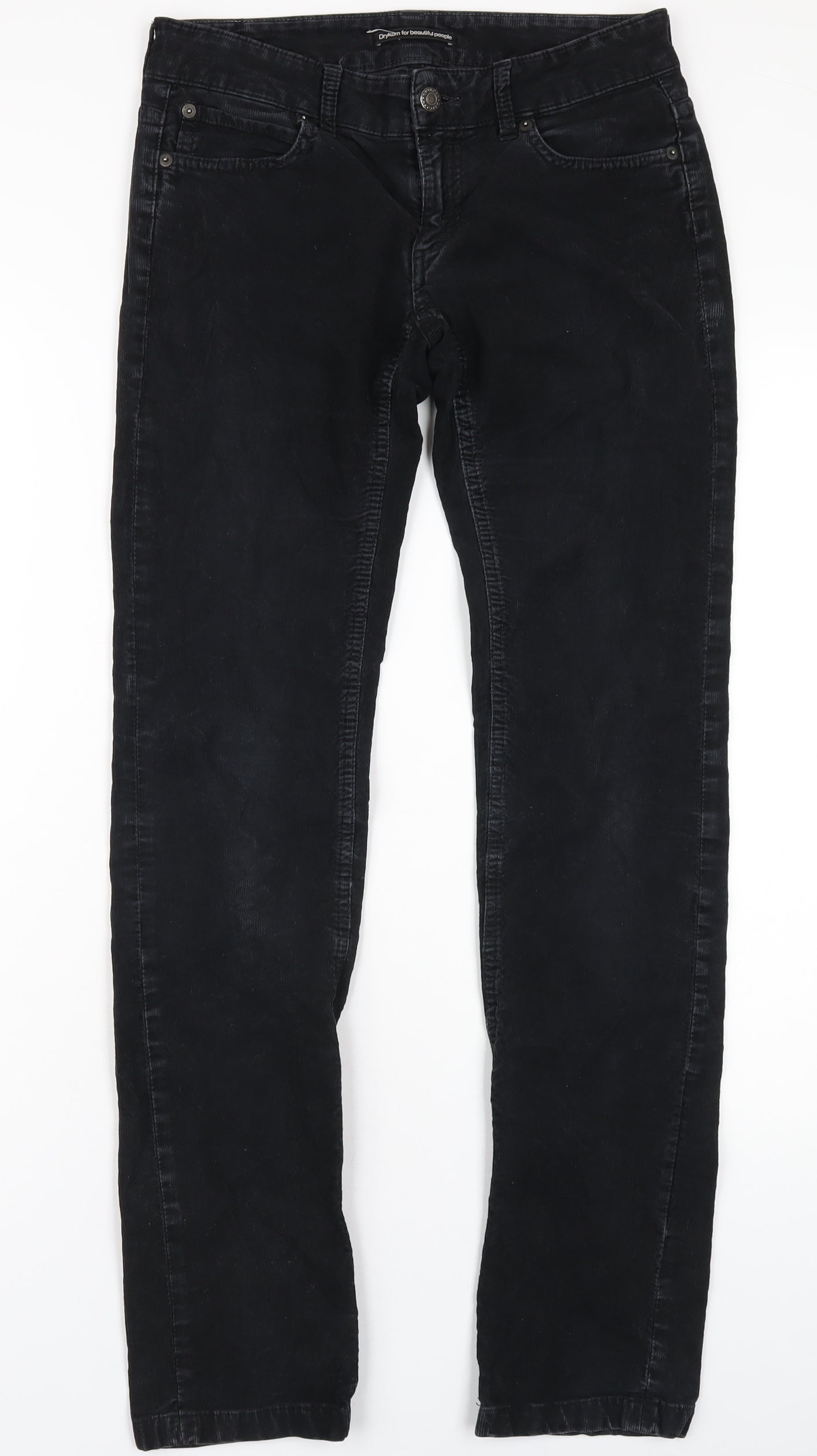 Drykorn Womens Black Cotton Trousers Size 27 in L34 in Slim Zip