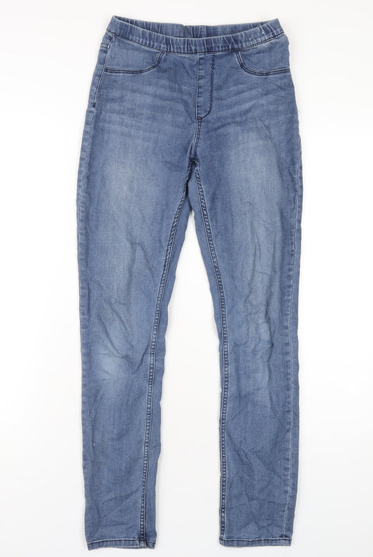H&M Girls Blue Cotton Jegging Jeans Size 14 Years L29 in Regular Pullover