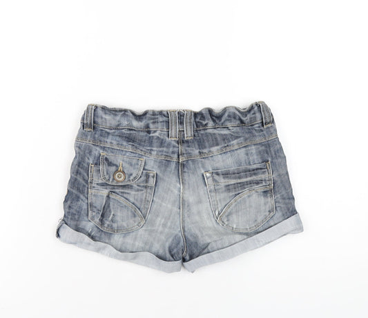NEXT Girls Blue Cotton Boyfriend Shorts Size 9 Years Regular Zip