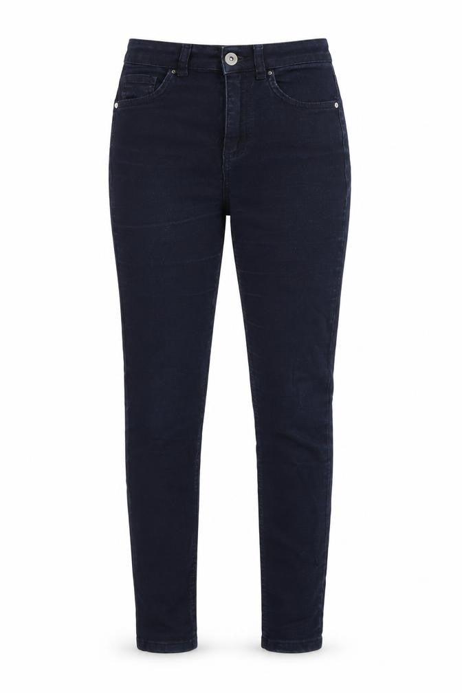 Front view of Dunnes women’s blue cotton skinny jeans, size UK 8, 28-inch leg regular zip