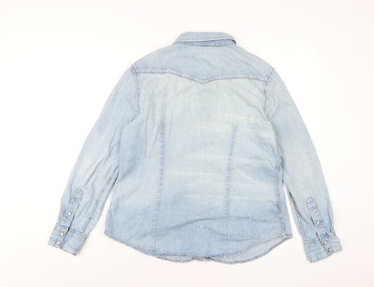 Gap Womens Blue Cotton Basic Button-Up Size L Collared