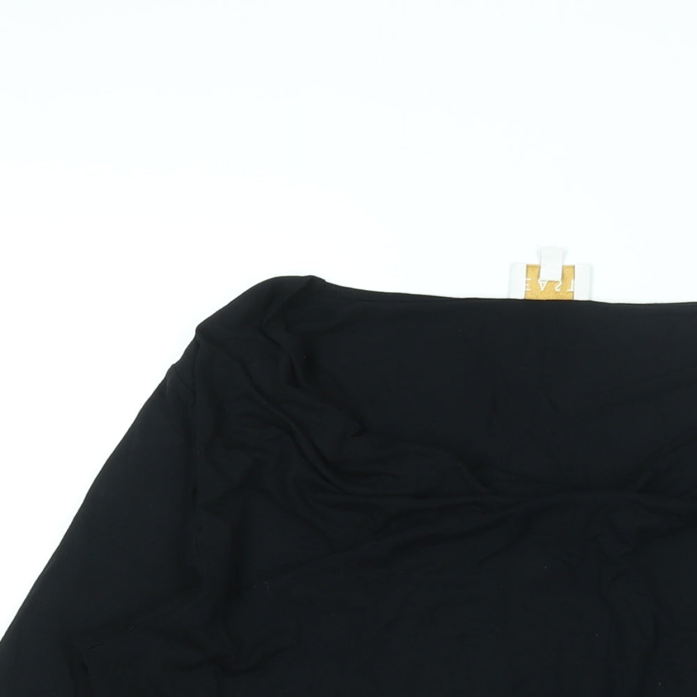 EAST Womens Black Viscose Basic Blouse Size 16 Cowl Neck - Rouched Detail